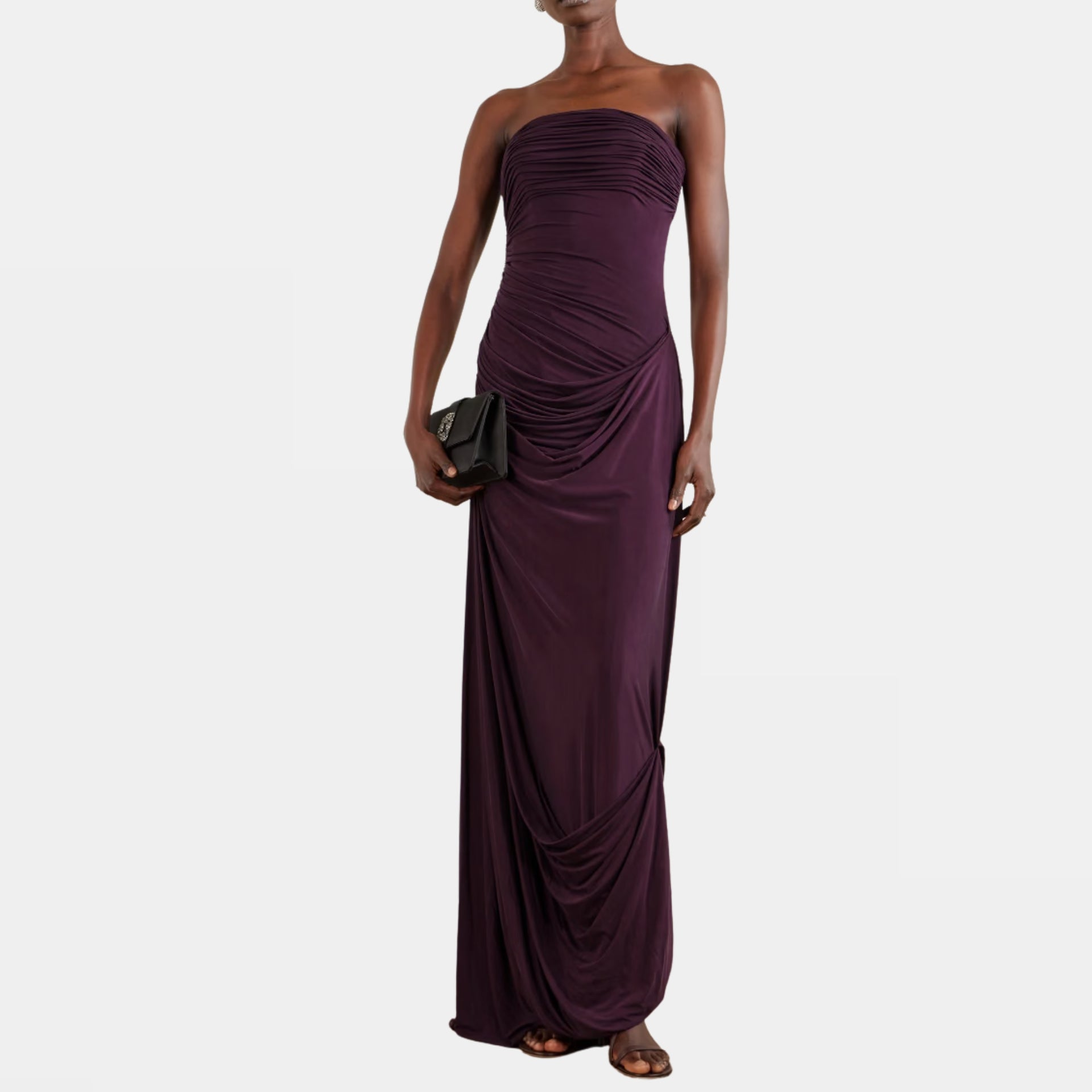 Harris Asymmetric Draped Satin-Jersey Gown