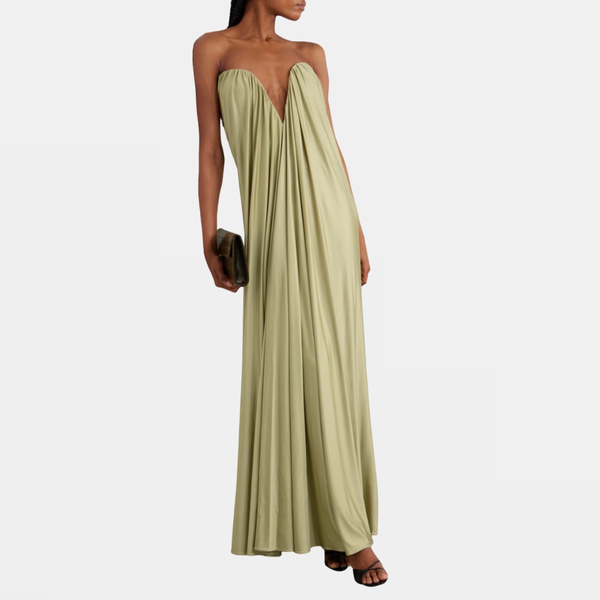 Olivienne Strapless Pleated Satin Gown