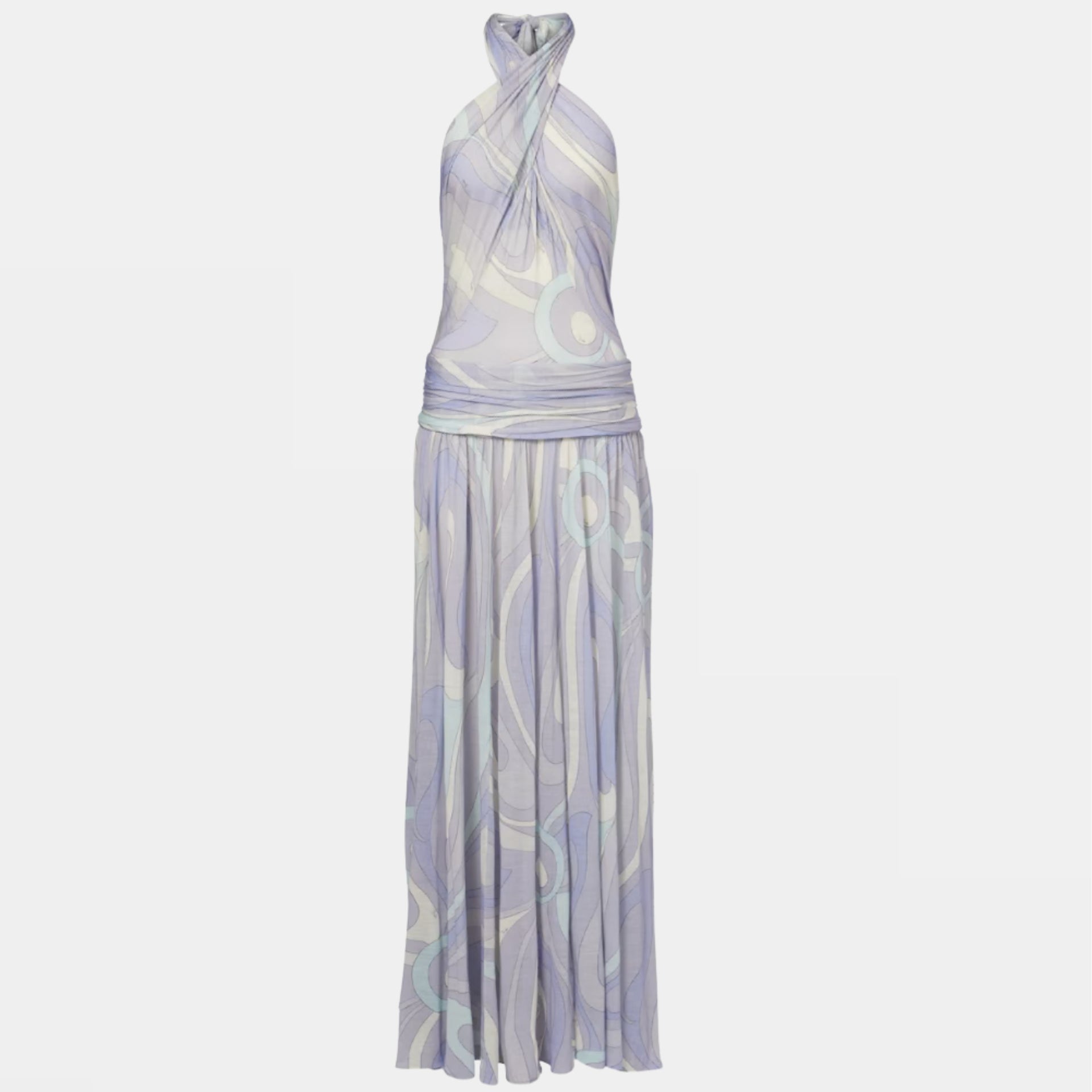 Iride Gathered Wool-Blend Gown