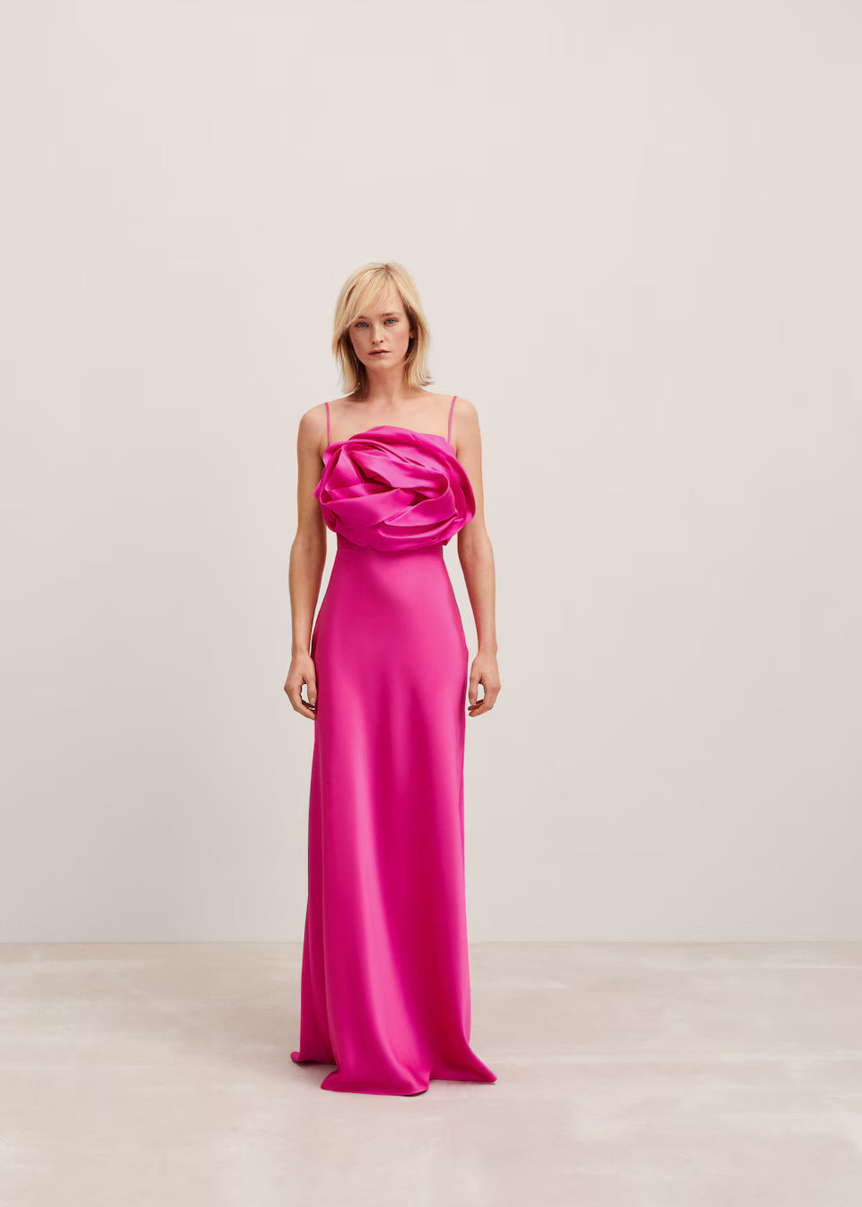 Satin Maxi-Flower Dress