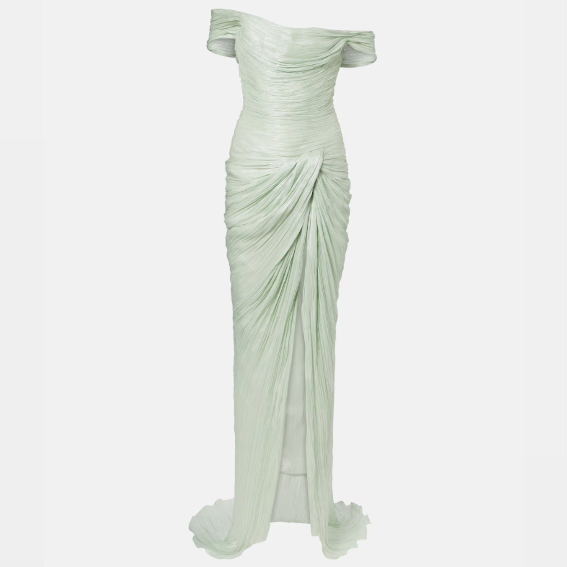 Draped Off-Shoulder Corset Gown