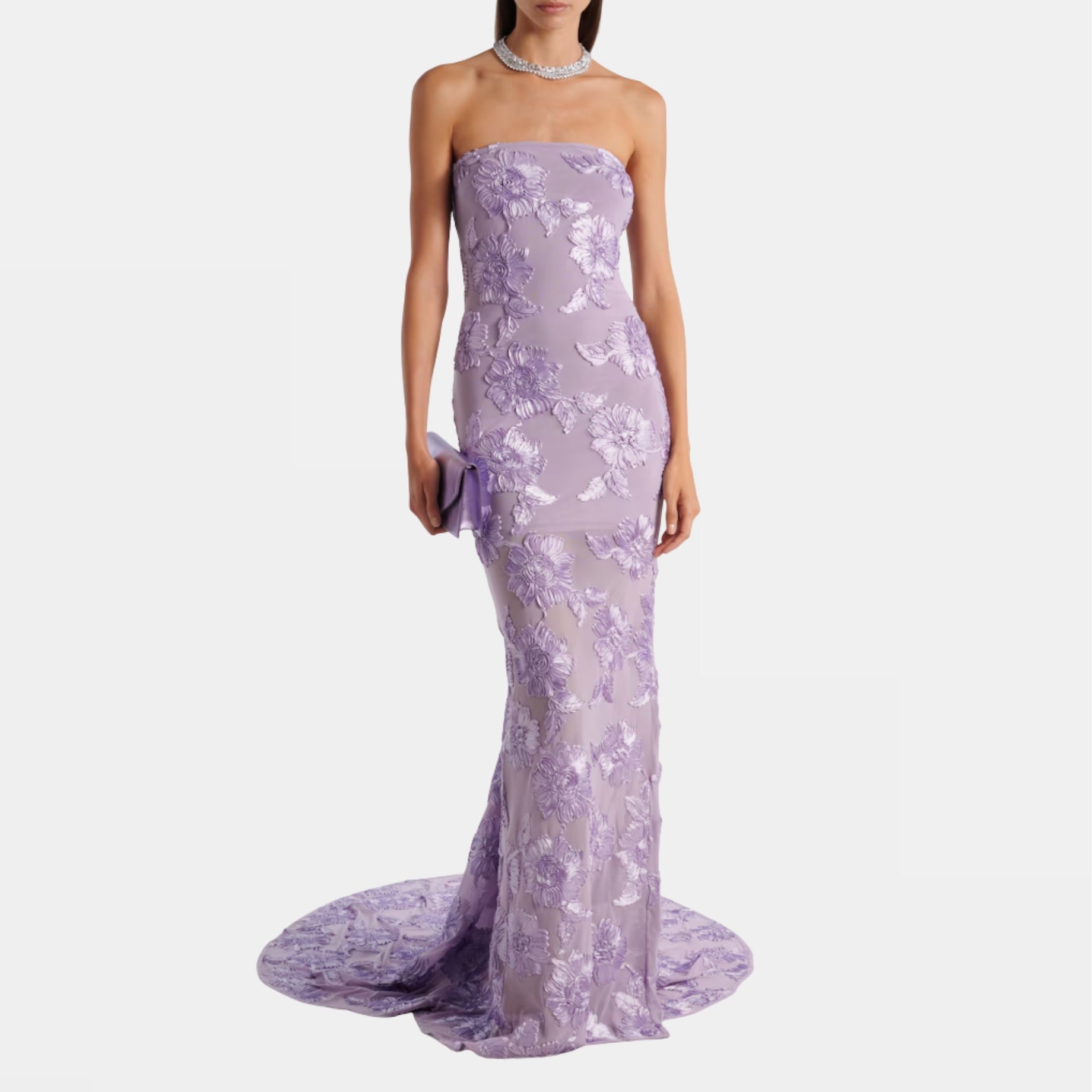 Floral-Appliqué Maxi Dress