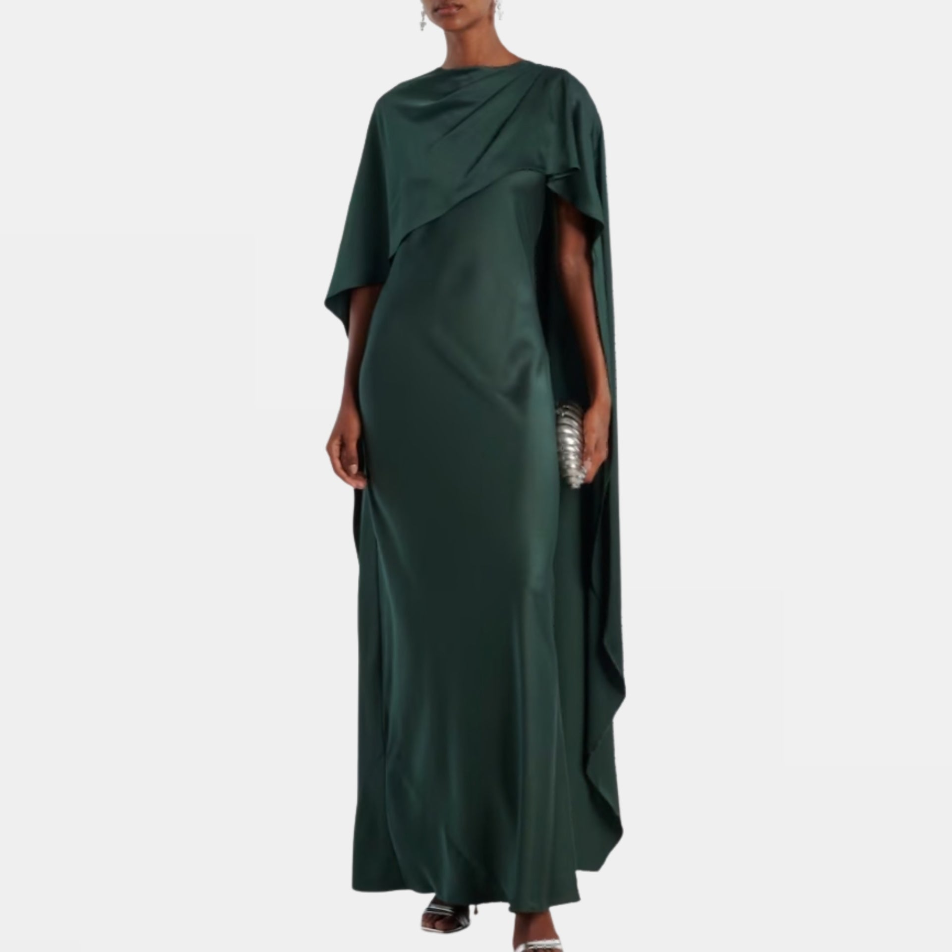 Izel Caped Satin Gown